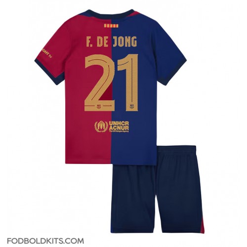 Barcelona Frenkie de Jong #21 Hjemmebanesæt Børn 2024-25 Kortærmet (+ Korte bukser)